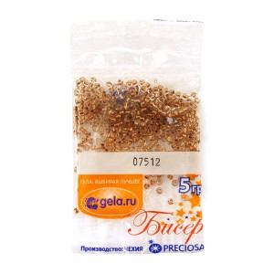 Preciosa Ornela 07512 Коричневый, медная линия внутри бисер 10/0 5 г