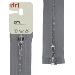 Riri 3301120/90/2118 Молния металлическая, разъемная, 2 замка, 4 мм, 90 см, светло-серый