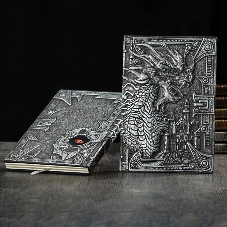 Грозный дракон блокнот серебро с 3-d обложкой