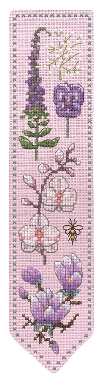 Набор для вышивания Le Bonheur des Dames 4596 Закладка "Bookmark Pink Flowers" (Розовые цветы)