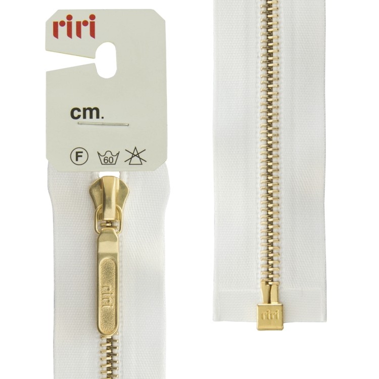 Riri 3001870/60/2101 Молния металлическая, разъемная, на атласной тесьме, 4 мм, 60 см, белый