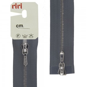Riri 3301120/90/2119 Молния металлическая, разъемная, 2 замка, 4 мм, 90 см, серо-голубой светлый