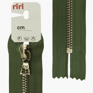 Riri 3651221/18/5861 Молния металлическая, неразъемная, на атласной тесьме, 6 мм, 18 см, зеленый холодный