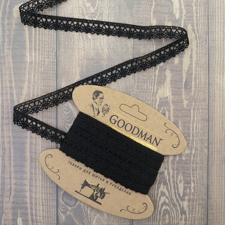Goodman K-5001-13 Кружево плетеное, ширина 10 мм, цвет черный, 5 м