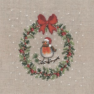 Le Bonheur des Dames 2699 December Wreath Robin Bird (Декабрьский Венок Малиновка)