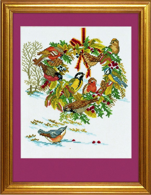 Набор для вышивания Eva Rosenstand 12-986 Рождественский венок и птицы