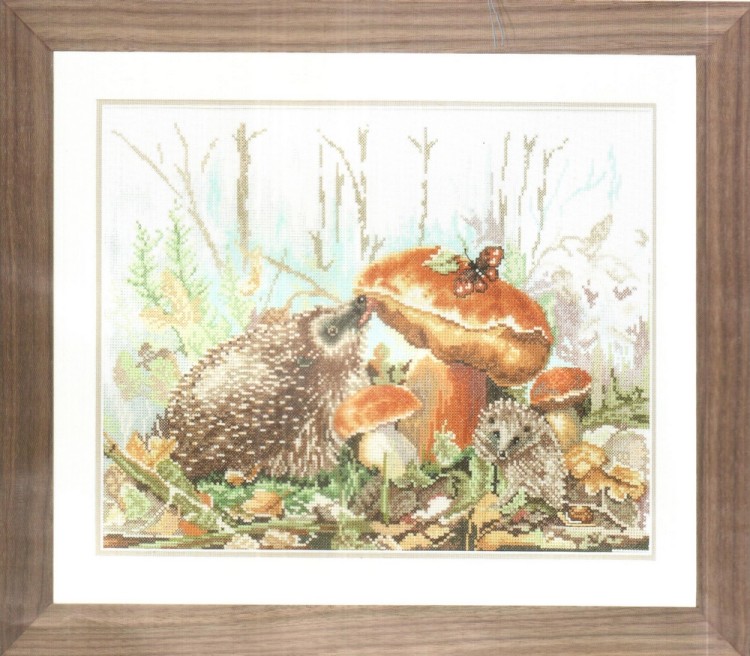 Набор для вышивания Lanarte 34823 Hedgehog and Mushrooms