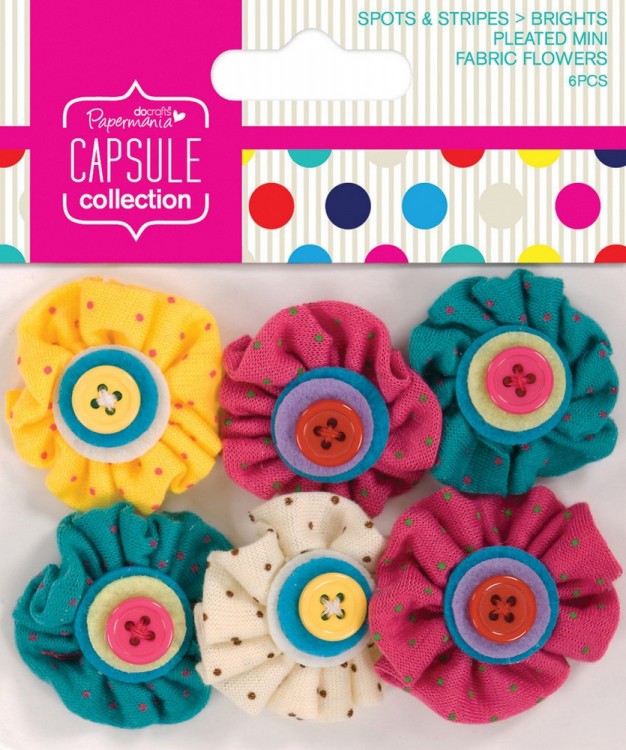 Docrafts PMA358011 Мини цветы декоративные из ткани Spots & Stripes Brights