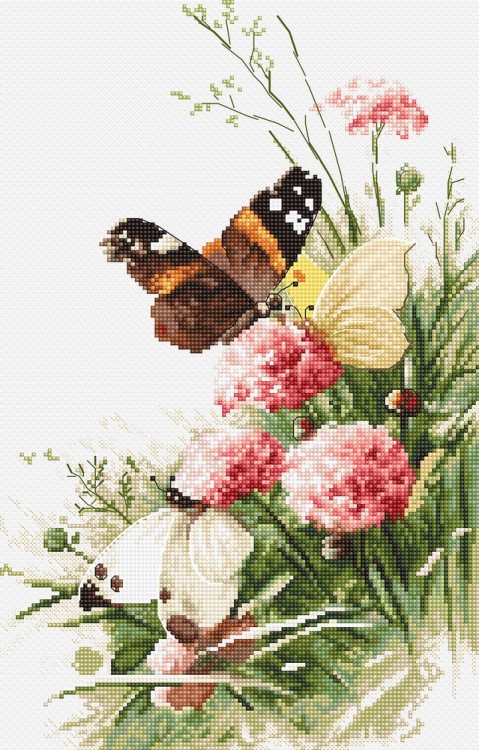 Набор для вышивания LetiStitch 938 Butterflies in the field (Бабочки в поле)