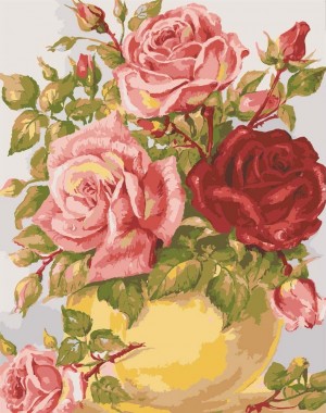 Grafitec 11.853 Розы в желтой вазе Ткань с рисунком для вышивания в гобеленовой технике