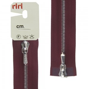 Riri 3301120/90/2411 Молния металлическая, разъемная, 2 замка, 4 мм, 90 см, бордовый