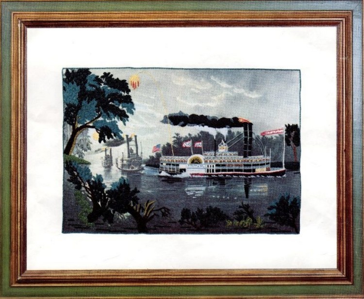 Набор для вышивания Currier and Ives 2407 "Rounding a Bend" on the Mississippi. The parting Salute (За поворотом на Миссисипи. Прощальный салют)