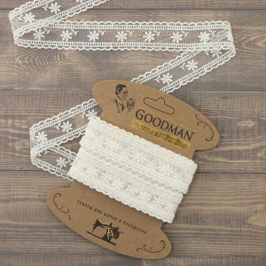 Goodman T-3006.112 Кружево-вышивка на тюле, ширина 30 мм, цвет молочный, 4.5 м