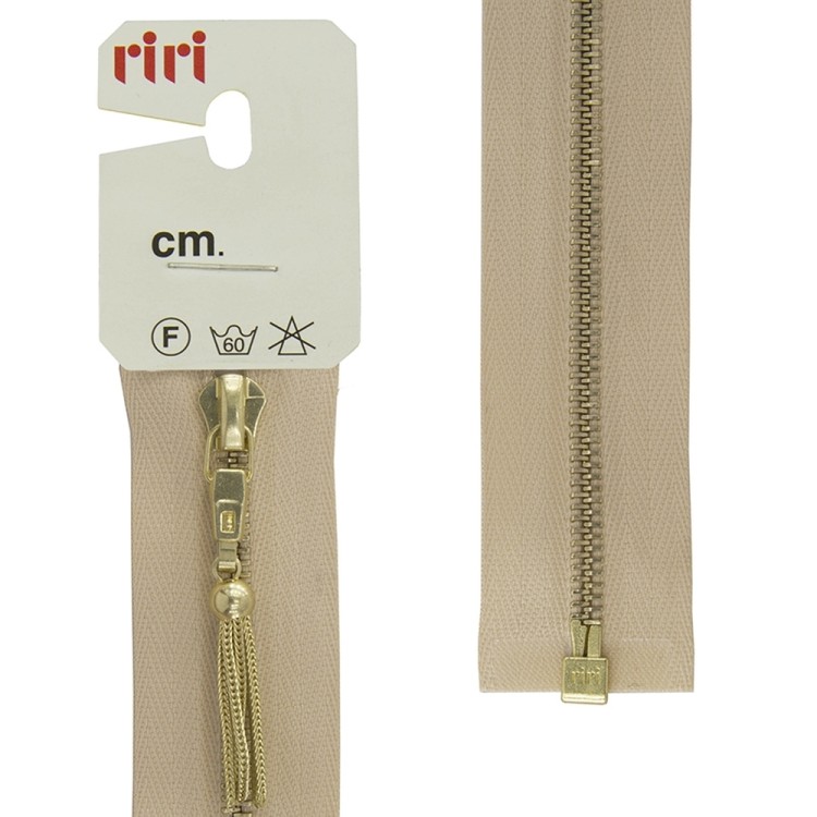 Riri 3003948/60/2227 Молния металлическая, разъемная, 4 мм, 60 см, светло-бежевый