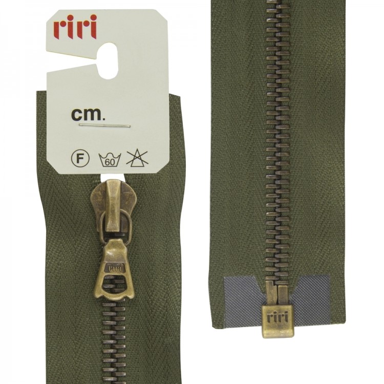 Riri 3523224/60/2827 Молния металлическая, разъемная, 6 мм, 60 см, хаки