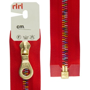 Riri 3513883/70/2407 Молния металлическая, разъемная, разноцветное звено, 6 мм, 70 см, красный