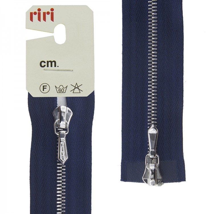 Riri 3301120/90/2626 Молния металлическая, разъемная, 2 замка, 4 мм, 90 см, кобальт синий