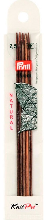 Prym Спицы чулочные "NATURAL" с острием на обоих концах 15 см