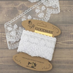 Goodman WT-1915.212 Кружево-вышивка на тюле, ширина 70 мм, цвет белый, 3.5 м