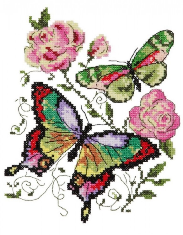 Набор для вышивания Чудесная игла 42-04 Бабочки и розы