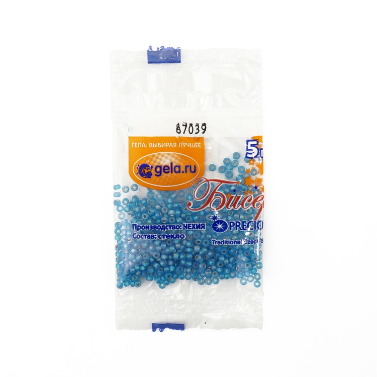 Preciosa Ornela 67039 Прозрачный голубой с серебристым прокрасом радужный матовый бисер 10/0 5 г