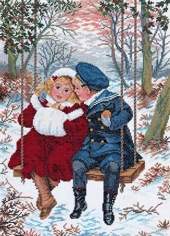 Набор для вышивания Eva Rosenstand 12-837 Дети на качелях зимой