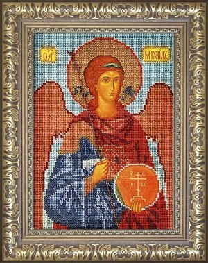Мир багета 32БК 829-199_ПЛ Рама для иконы "Архангел Михаил" Радуга бисера