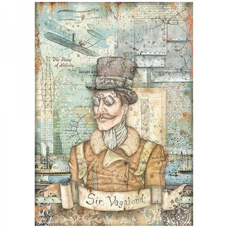 Stamperia DFSA4699 Бумага рисовая "Sir Vagabond Aviator image"