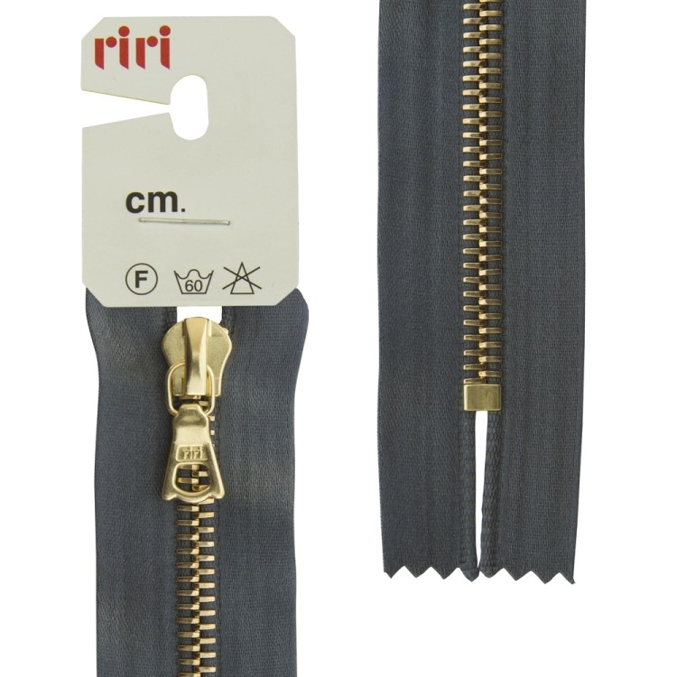 Riri 3653226/16/2121 Молния металлическая, неразъемная, на атласной тесьме, 6 мм, 16 см, серый стальной