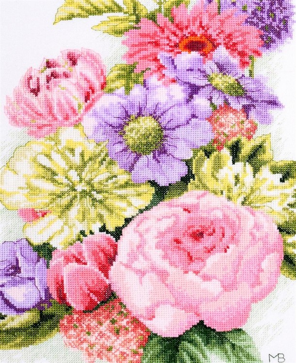 Набор для вышивания Lanarte PN-0196208 Floral cotton candy (Цветочная сладкая вата)