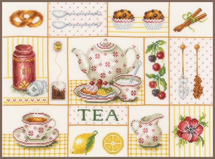 Набор для вышивания Lanarte PN-0163387 Tea Collage (Чаепитие)