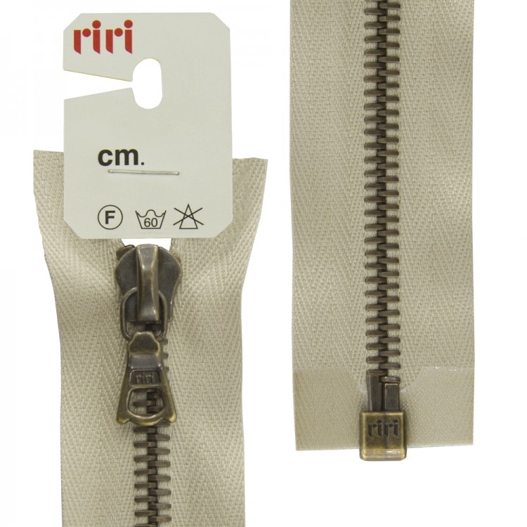Riri 3523224/70/2230 Молния металлическая, разъемная, 6 мм, 70 см, светло-бежевый