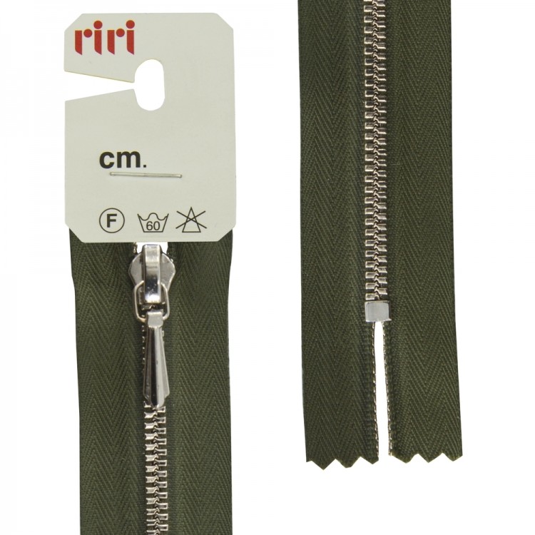 Riri 8301130/18/2827 Молния металлическая, неразъемная, 3 мм, 18 см, хаки