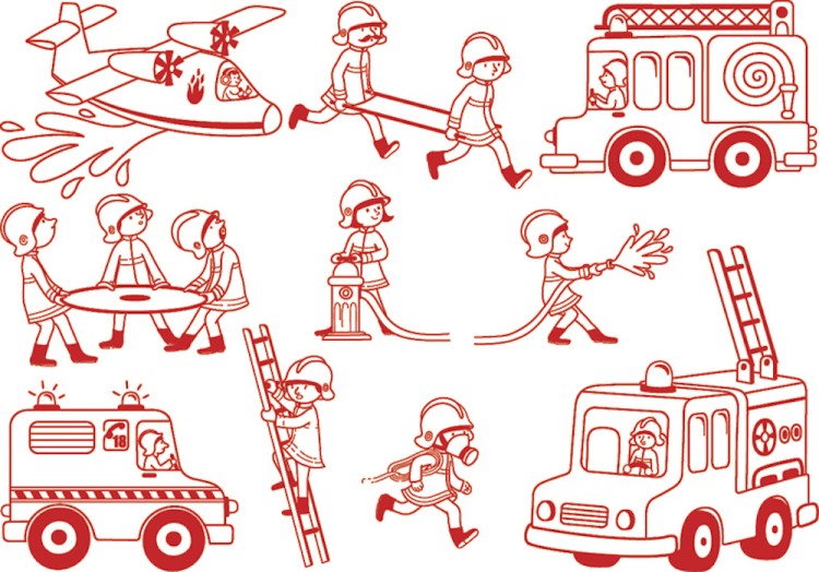 Aladine 85132 Набор детских штампиков "Пожарные"