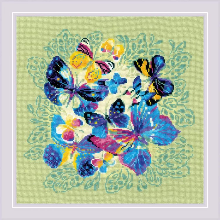 Набор для вышивания Риолис 1958 Панно/подушка «Яркие бабочки»