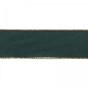 SAFISA 25190-25мм-43 Лента атласная с люрексным кантом по краям, ширина 25 мм, цвет 43 - темно-зеленый
