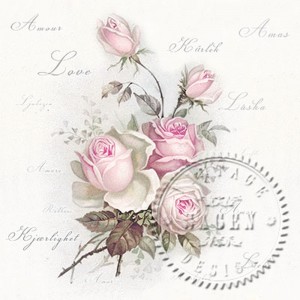 Sagen Vintage Design 86006 Салфетка трехслойная для декупажа, коллекция Cocktail "Любимая роза"