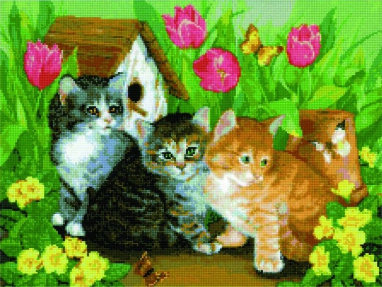 Набор для вышивания Kustom Krafts 98107 Три котенка