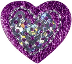 HKM 42644 Термоаппликация "Сердце с блёстками фиолетовое маленькое"