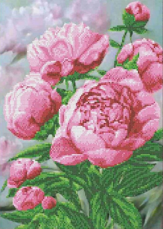 Набор для вышивания Каролинка КБЦН(Ч) 3048 Розовые пионы