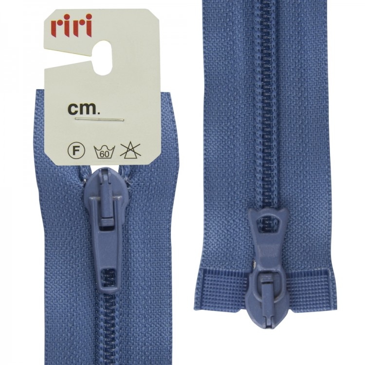 Riri 2522084/80/2630 Молния спираль, разъемная, 2 замка, 6 мм, 80 см, сине-голубой