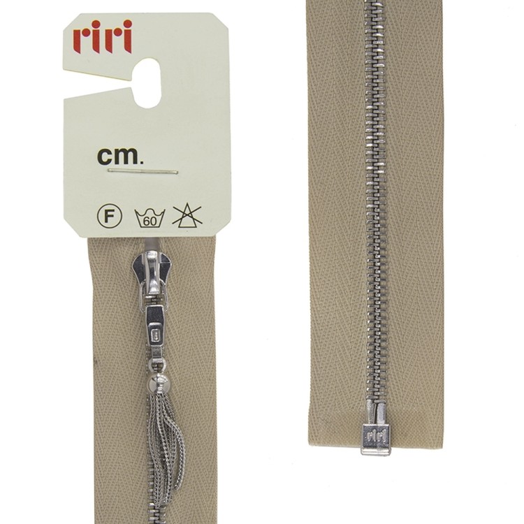 Riri 3004233/60/2203 Молния металлическая, разъемная, 4 мм, 60 см, светло-бежевый