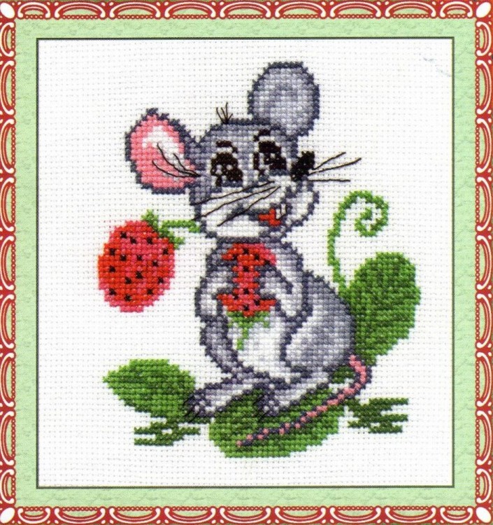 Набор для вышивания Панна D-0106 (Д-0106) Мышка с земляникой