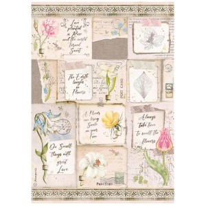 Stamperia DFSA4669 Бумага рисовая "Romantic Garden House letters and flowers"