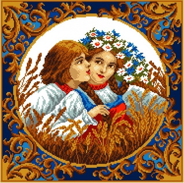 Набор для вышивки с нанесенным рисунком на канве крестом