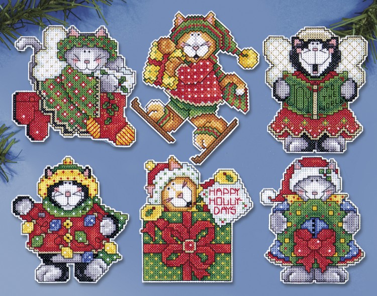 Набор для вышивания Design Works 1667 Елочные игрушки "Рождественские котята"