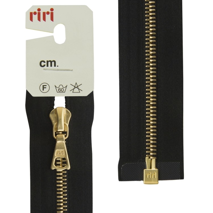 Riri 3000083/60/2110 Молния металлическая, разъемная, на атласной тесьме, 4 мм, 60 см, черный