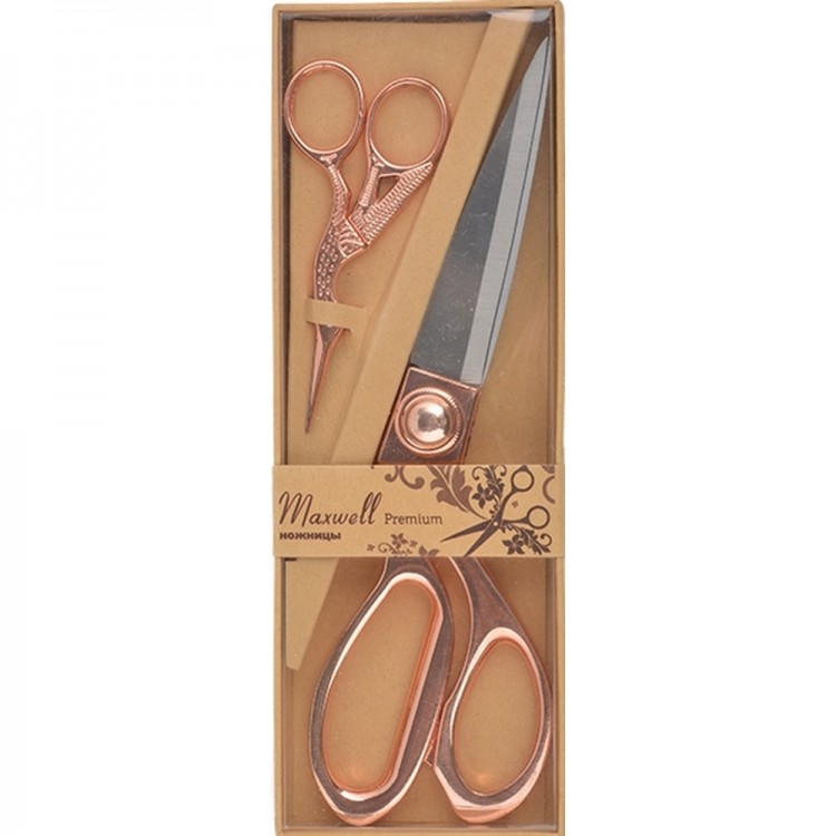 Maxwell 111563 Premium подарочный набор: портновские ножницы и цапельки - розовое золото