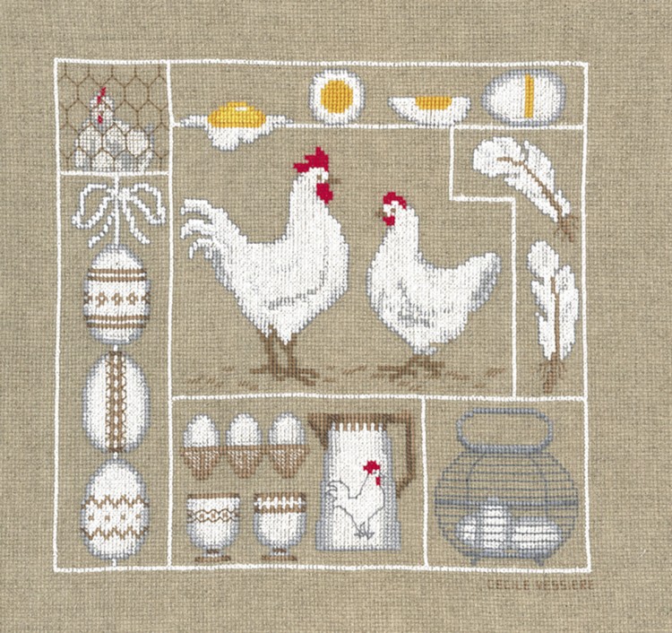Набор для вышивания Le Bonheur des Dames 1055 Poules Et oeufs (Куры и яйца)