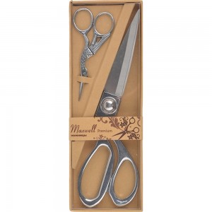 Maxwell 111564 Premium подарочный набор: портновские ножницы и цапельки - серебро